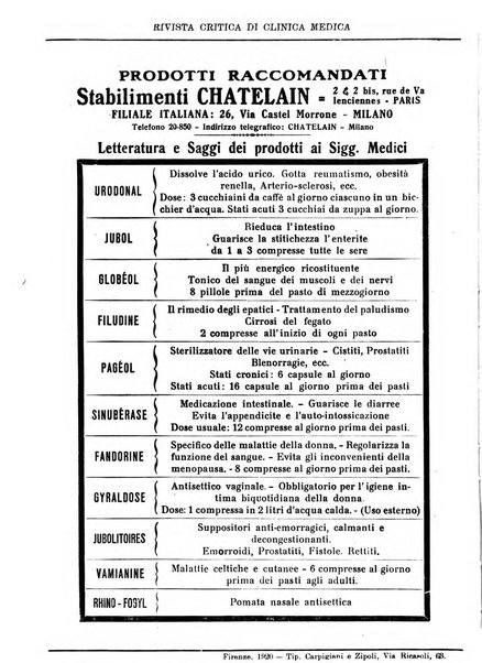 Rivista critica di clinica medica