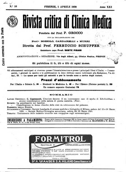 Rivista critica di clinica medica