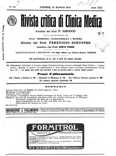 Rivista critica di clinica medica