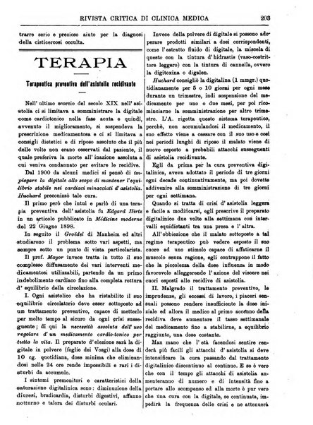 Rivista critica di clinica medica