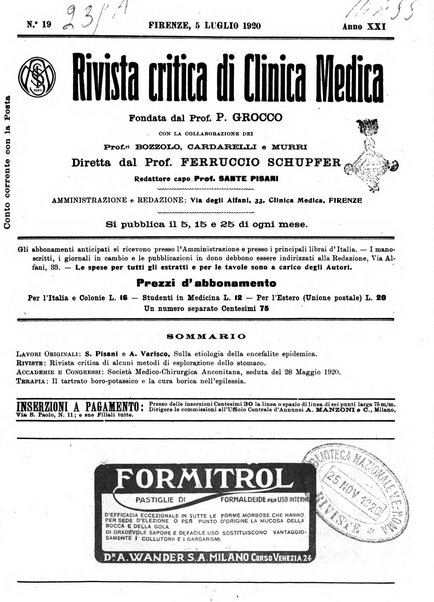 Rivista critica di clinica medica