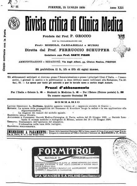 Rivista critica di clinica medica