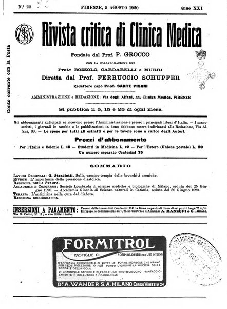 Rivista critica di clinica medica