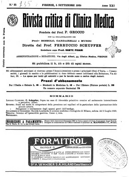 Rivista critica di clinica medica