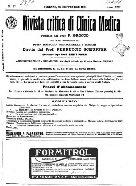 Rivista critica di clinica medica