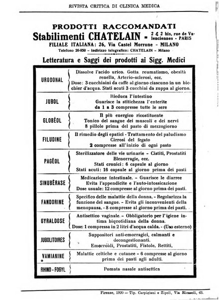 Rivista critica di clinica medica