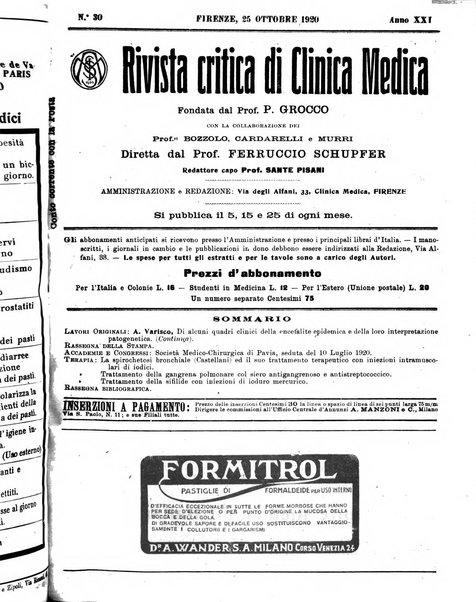 Rivista critica di clinica medica