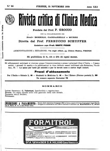 Rivista critica di clinica medica