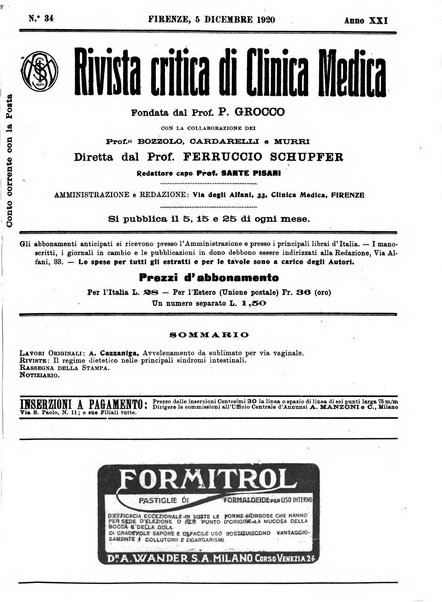 Rivista critica di clinica medica