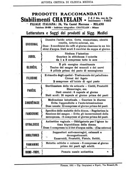 Rivista critica di clinica medica