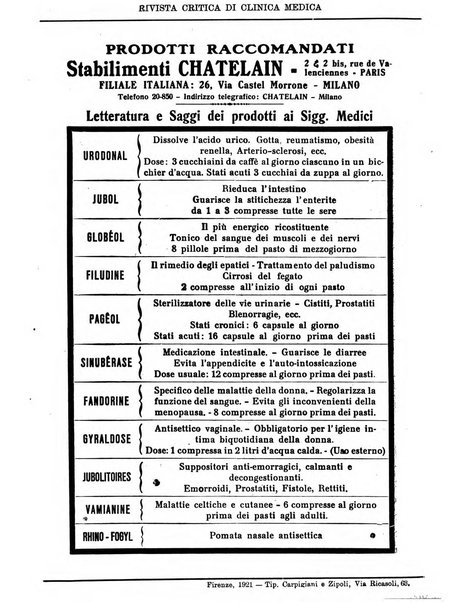 Rivista critica di clinica medica