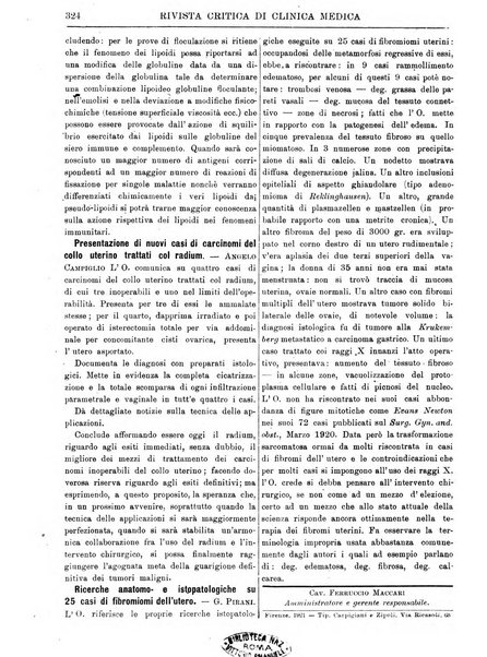 Rivista critica di clinica medica