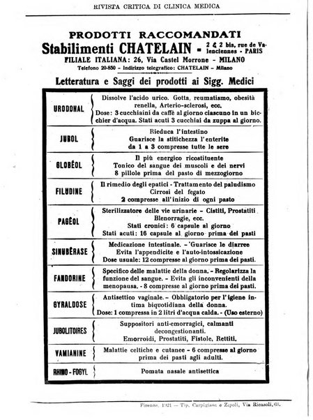 Rivista critica di clinica medica