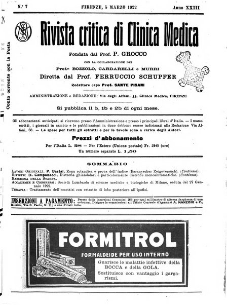 Rivista critica di clinica medica