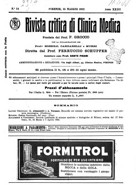 Rivista critica di clinica medica