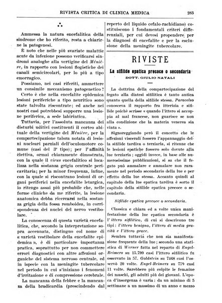 Rivista critica di clinica medica