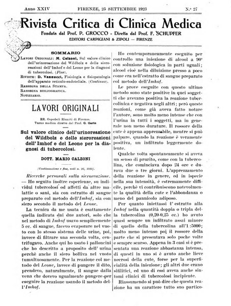 Rivista critica di clinica medica