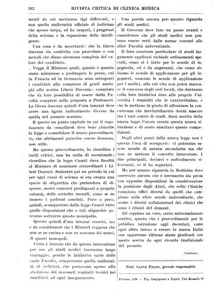 Rivista critica di clinica medica