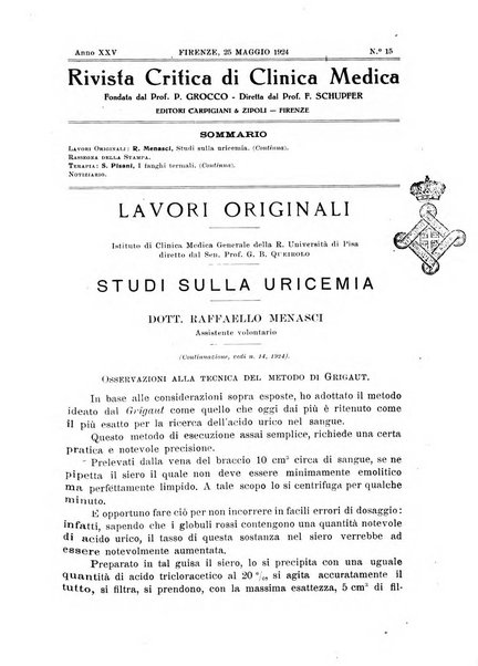 Rivista critica di clinica medica