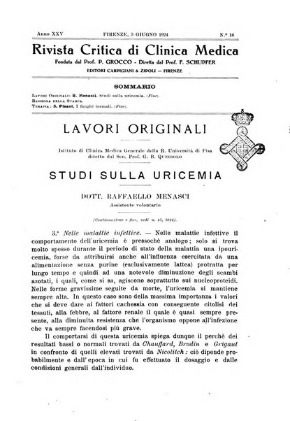 Rivista critica di clinica medica