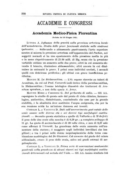 Rivista critica di clinica medica