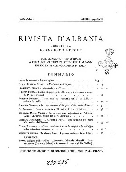Rivista d'Albania pubblicazione trimestrale