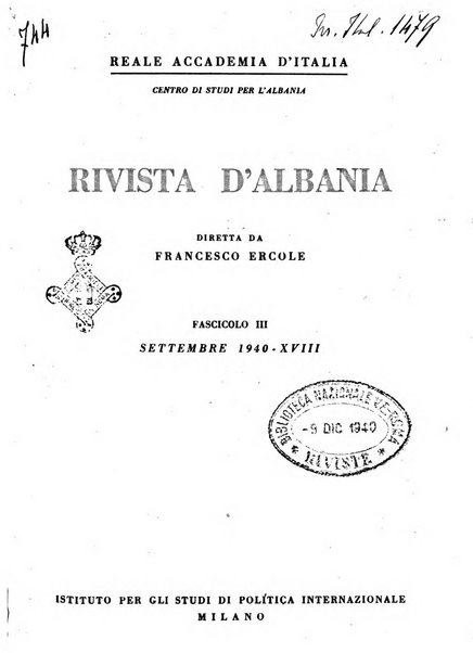 Rivista d'Albania pubblicazione trimestrale