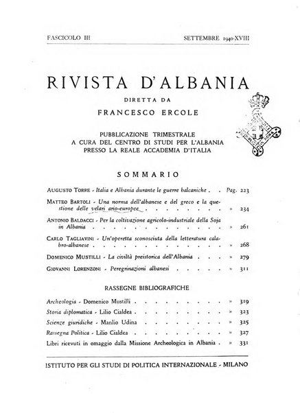 Rivista d'Albania pubblicazione trimestrale