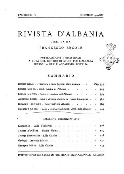 Rivista d'Albania pubblicazione trimestrale