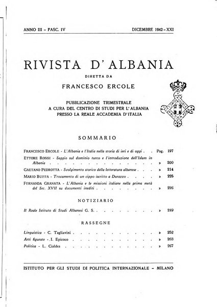 Rivista d'Albania pubblicazione trimestrale