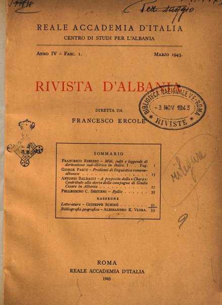 Rivista d'Albania pubblicazione trimestrale