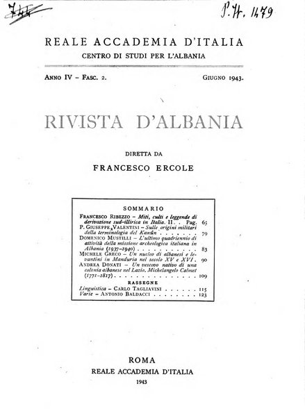 Rivista d'Albania pubblicazione trimestrale