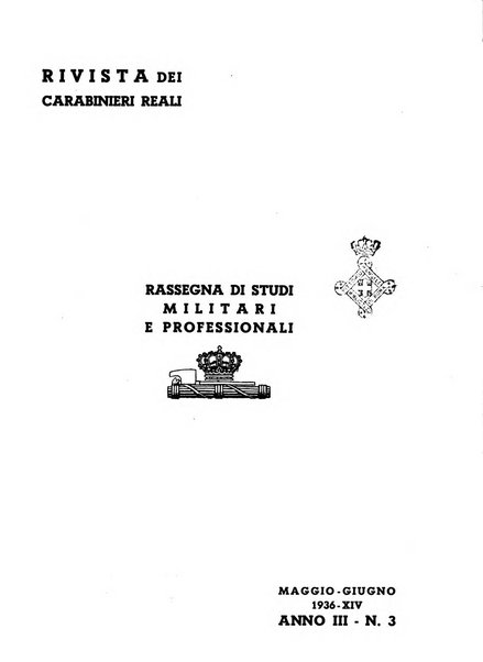 Rivista dei Carabinieri reali rassegna di studi militari tecnico professionali