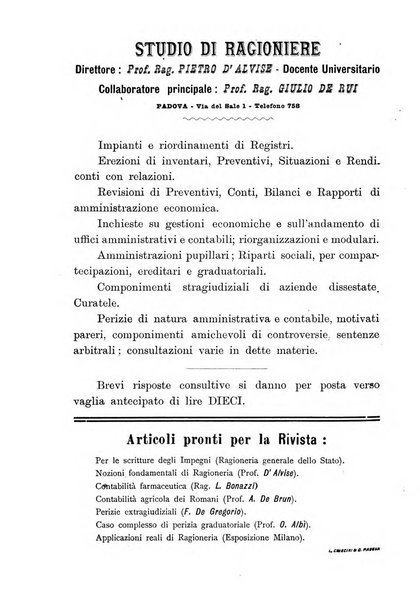 Rivista dei ragionieri organo ufficiale per l'Accademia dei ragionieri in Padova