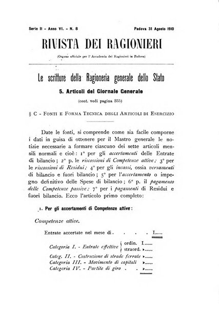 Rivista dei ragionieri organo ufficiale per l'Accademia dei ragionieri in Padova