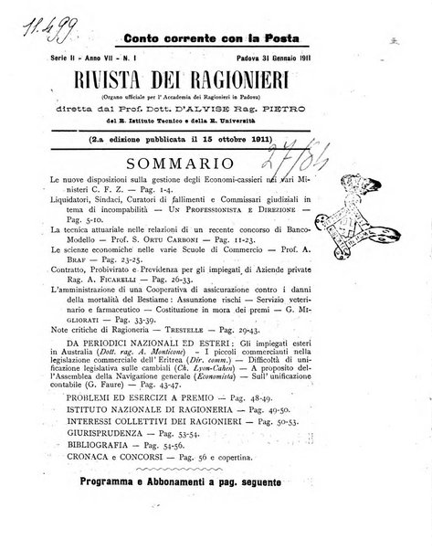 Rivista dei ragionieri organo ufficiale per l'Accademia dei ragionieri in Padova