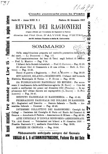 Rivista dei ragionieri organo ufficiale per l'Accademia dei ragionieri in Padova