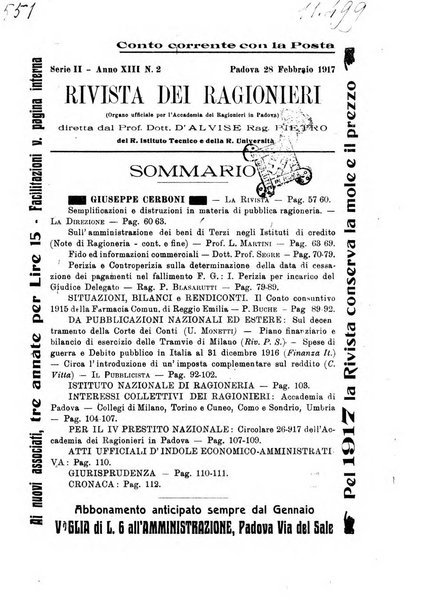 Rivista dei ragionieri organo ufficiale per l'Accademia dei ragionieri in Padova