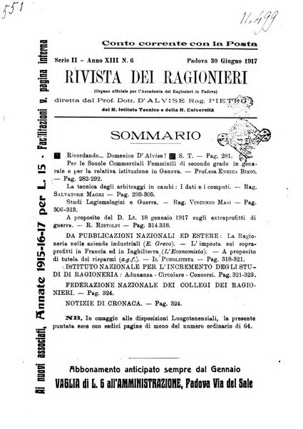 Rivista dei ragionieri organo ufficiale per l'Accademia dei ragionieri in Padova