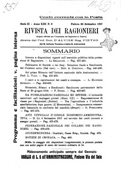 Rivista dei ragionieri organo ufficiale per l'Accademia dei ragionieri in Padova