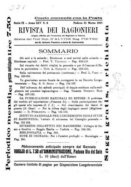 Rivista dei ragionieri organo ufficiale per l'Accademia dei ragionieri in Padova