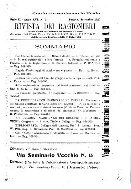 Rivista dei ragionieri organo ufficiale per l'Accademia dei ragionieri in Padova