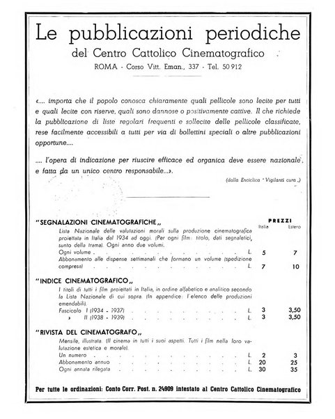 Rivista del cinematografo mensile del Centro Cattolico Cinematografico