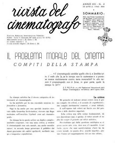 Rivista del cinematografo mensile del Centro Cattolico Cinematografico