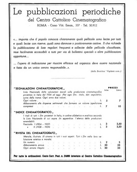 Rivista del cinematografo mensile del Centro Cattolico Cinematografico