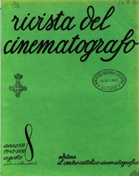 Rivista del cinematografo mensile del Centro Cattolico Cinematografico