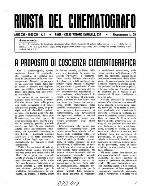 Rivista del cinematografo mensile del Centro Cattolico Cinematografico