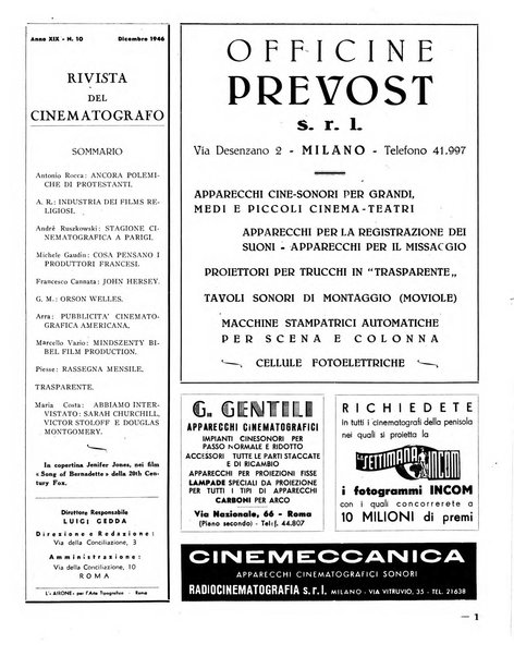 Rivista del cinematografo mensile del Centro Cattolico Cinematografico