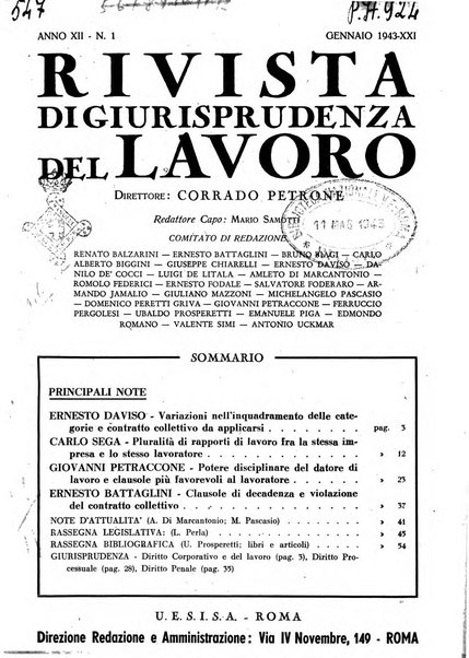 Rivista del lavoro