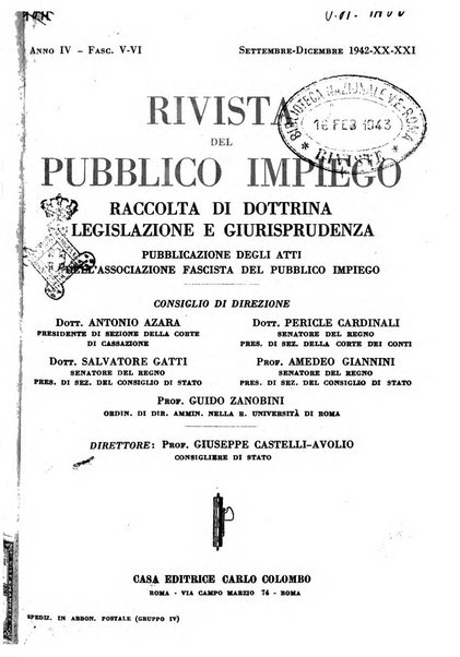 Rivista del pubblico impiego raccolta di dottrina, legislazione e giurisprudenza